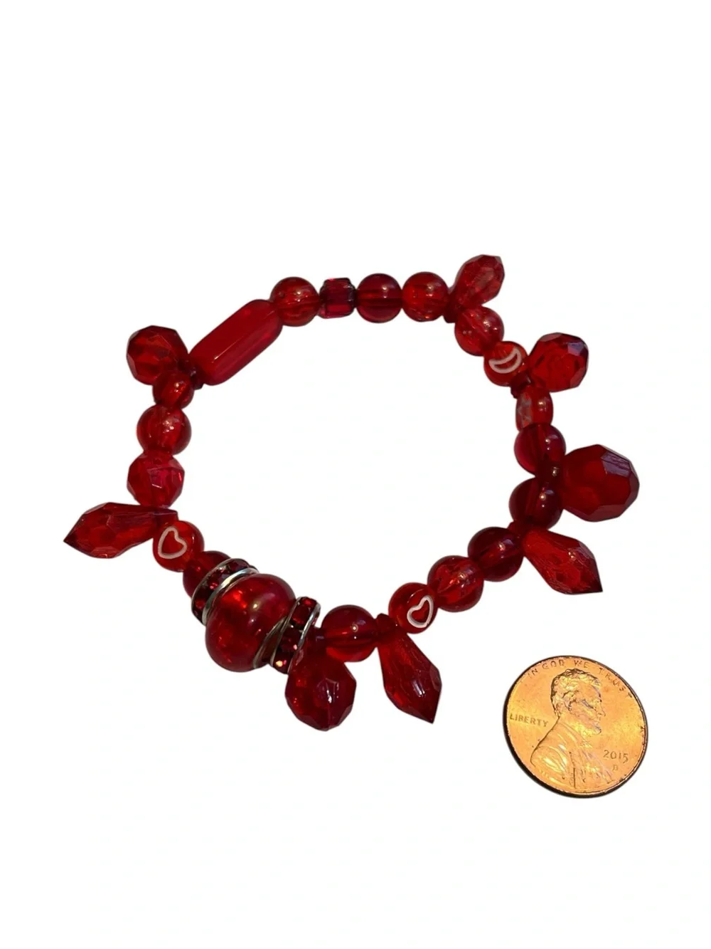 🍭5 for $20🍭 Red Acrylic Crystal Beaded Stretch Bracelet CC M